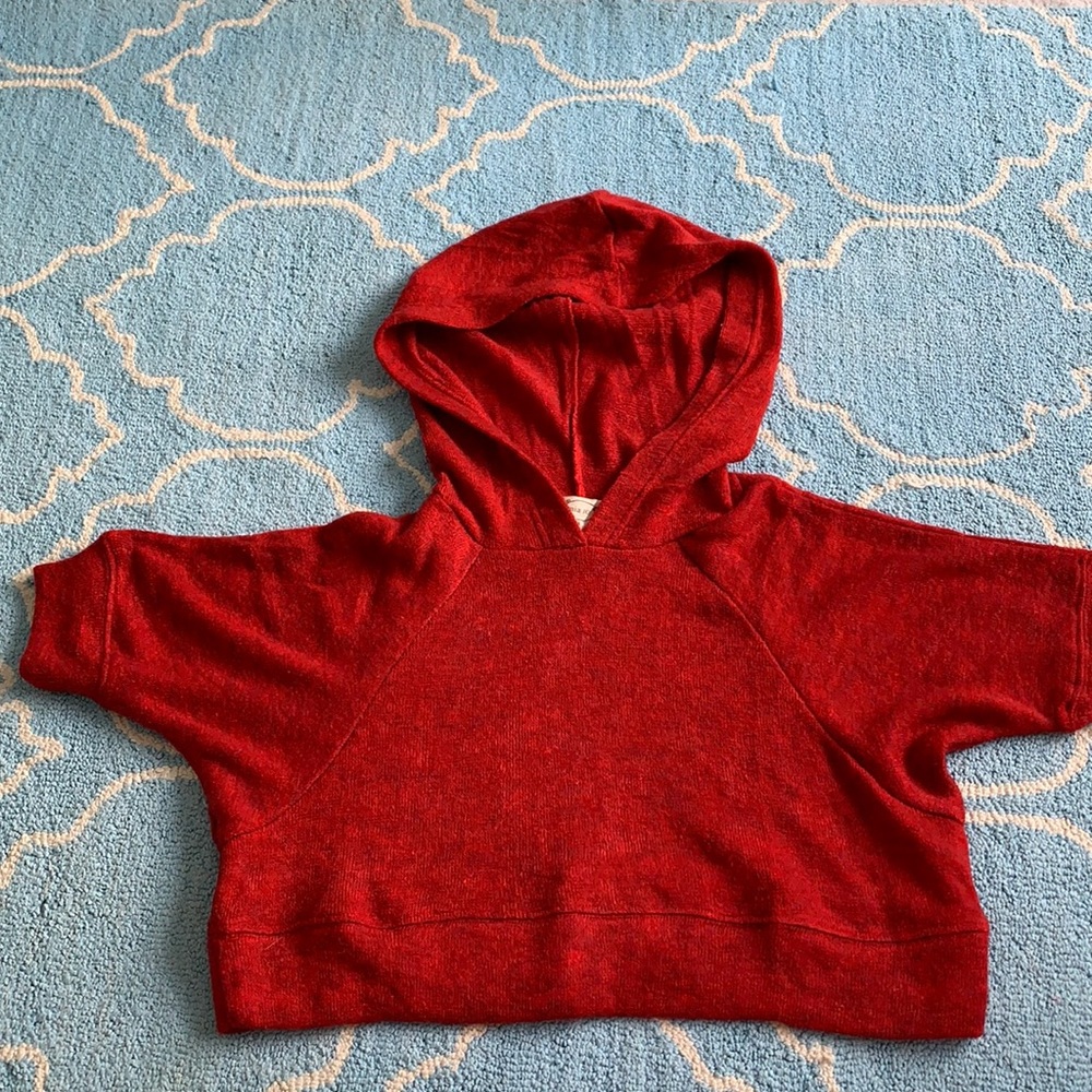 Joyfolie red cropped short sleeve hoodie size 8